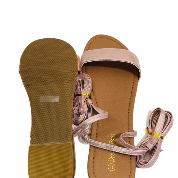 Dream Paris lace up flat sandals rose color - Picture 5 of 7